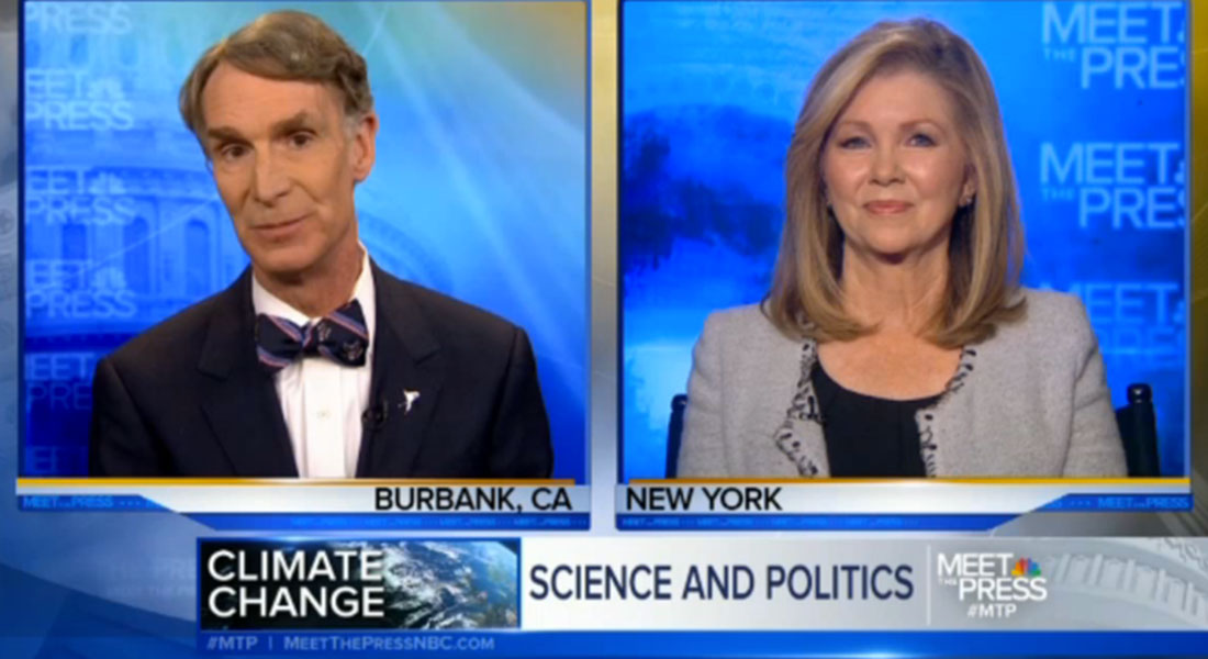 Debate on climate change on NBC's Meet the Press - one for, one against